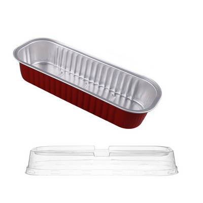 10 gab Alumīnija folijas mini klaipu pannas ar vākiem 6,8 unces šauras kūku pannas Taisnstūra cepšanas krūzes vienreizējās lietošanas Ramekins smalkmaizītes