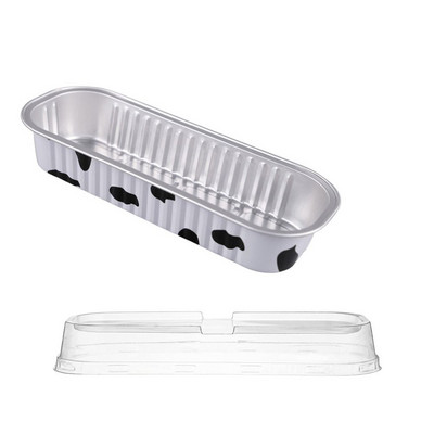 10 gab Alumīnija folijas mini klaipu pannas ar vākiem 6,8 unces šauras kūku pannas Taisnstūra cepšanas krūzes vienreizējās lietošanas Ramekins smalkmaizītes