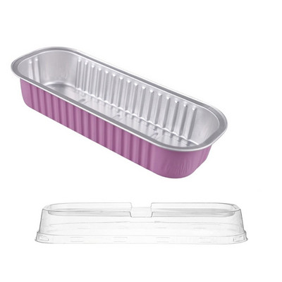 10 gab Alumīnija folijas mini klaipu pannas ar vākiem 6,8 unces šauras kūku pannas Taisnstūra cepšanas krūzes vienreizējās lietošanas Ramekins smalkmaizītes