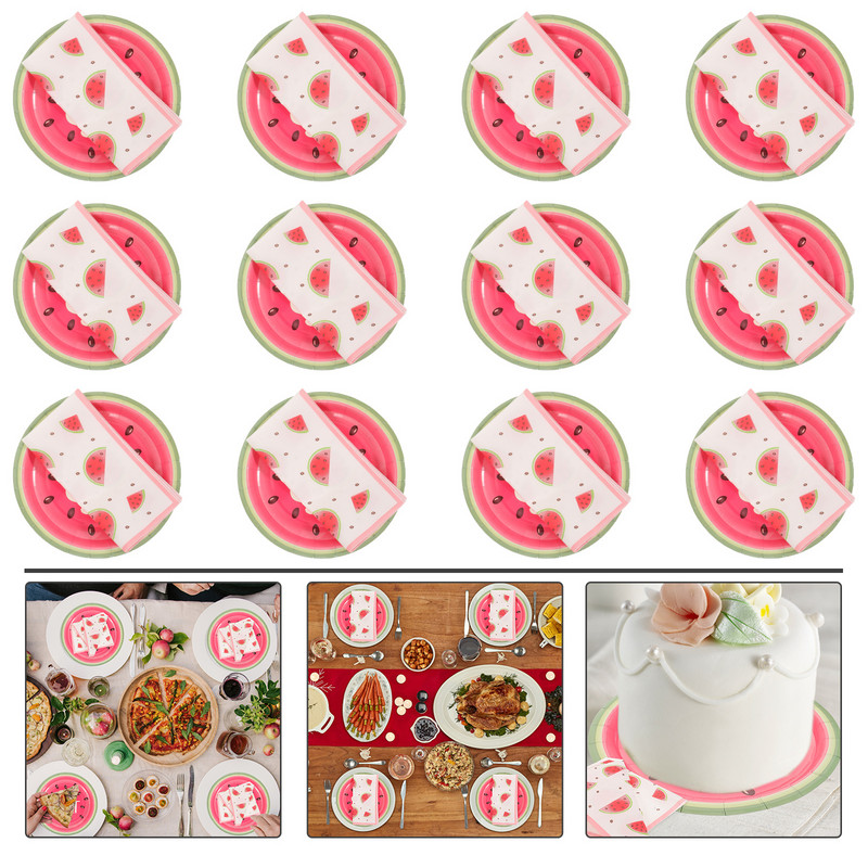 Dzimšanas dienas papīra krūzes Šķīvji Rozā galda piederumi Vakariņas Galda trauku komplekts Pusdienas Rotā salvešu piederumi Salvetes