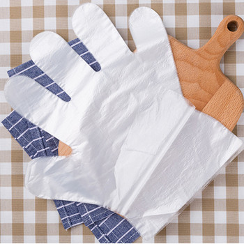 100PCS Ръкавици за еднократна употреба Прозрачни тънки филмови ръкавици Предпазни ръкавици за почистване на храна