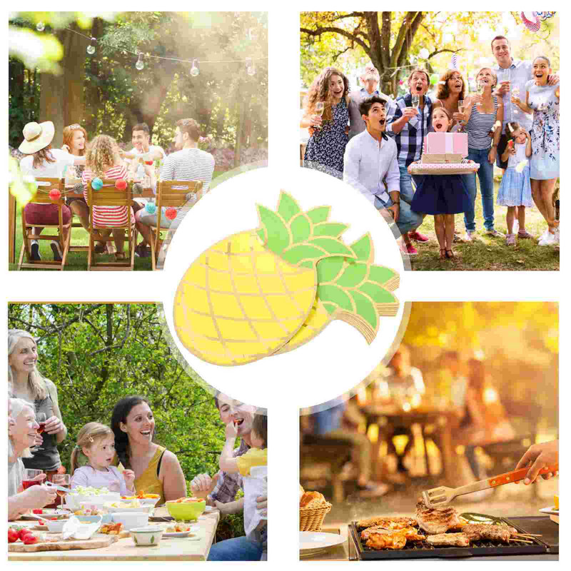 Lėkštės Lėkštės Vakarėlis Ananasų Vienkartiniai padėklai Desertų serviravimo popierius Tropical Luau Padėklas Vakarienė Sausainiai Vasaros reikmenys Dekoracijos