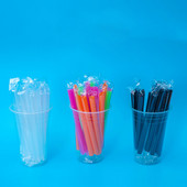 100 buc. Pai de unică folosință pentru suc cu tub mare Paie colorate pentru băut pentru ceai de lapte Rechizite pentru petrecere pentru ziua de naștere Accesorii pentru petrecere pentru bucătărie, negru