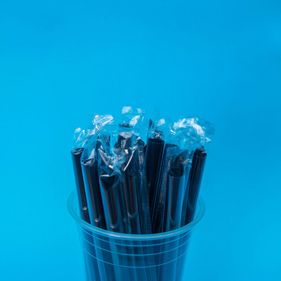 100 buc. Pai de unică folosință pentru suc cu tub mare Paie colorate pentru băut pentru ceai de lapte Rechizite pentru petrecere pentru ziua de naștere Accesorii pentru petrecere pentru bucătărie, negru