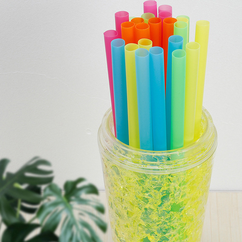 100 buc. Pai de unică folosință pentru suc cu tub mare Paie colorate pentru băut pentru ceai de lapte Rechizite pentru petrecere pentru ziua de naștere Accesorii pentru petrecere pentru bucătărie, negru