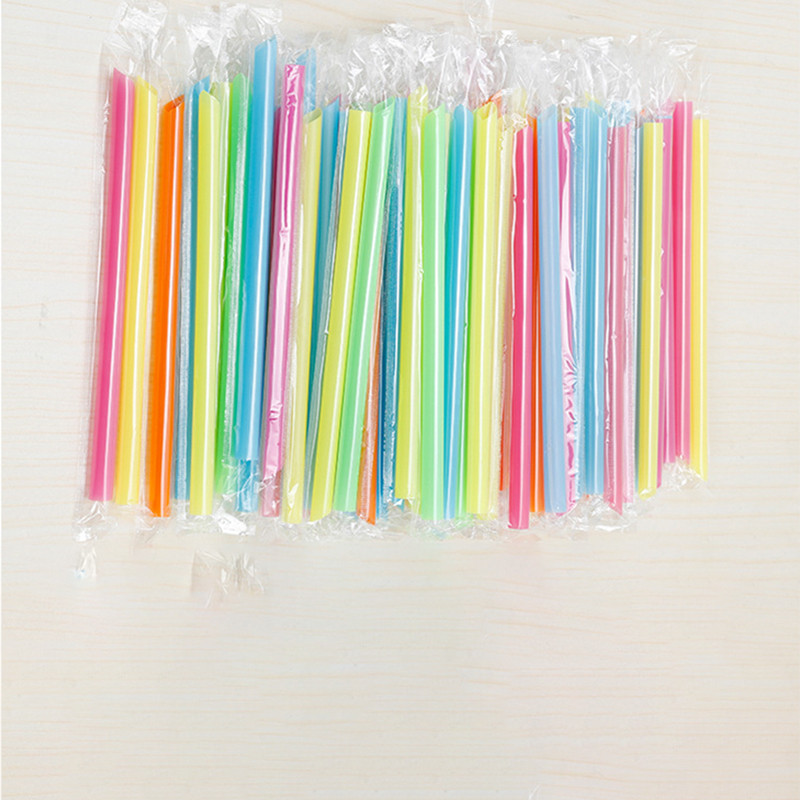 100 buc. Pai de unică folosință pentru suc cu tub mare Paie colorate pentru băut pentru ceai de lapte Rechizite pentru petrecere pentru ziua de naștere Accesorii pentru petrecere pentru bucătărie, negru