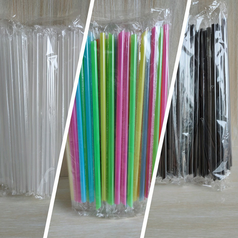 100 buc. Pai de unică folosință pentru suc cu tub mare Paie colorate pentru băut pentru ceai de lapte Rechizite pentru petrecere pentru ziua de naștere Accesorii pentru petrecere pentru bucătărie, negru