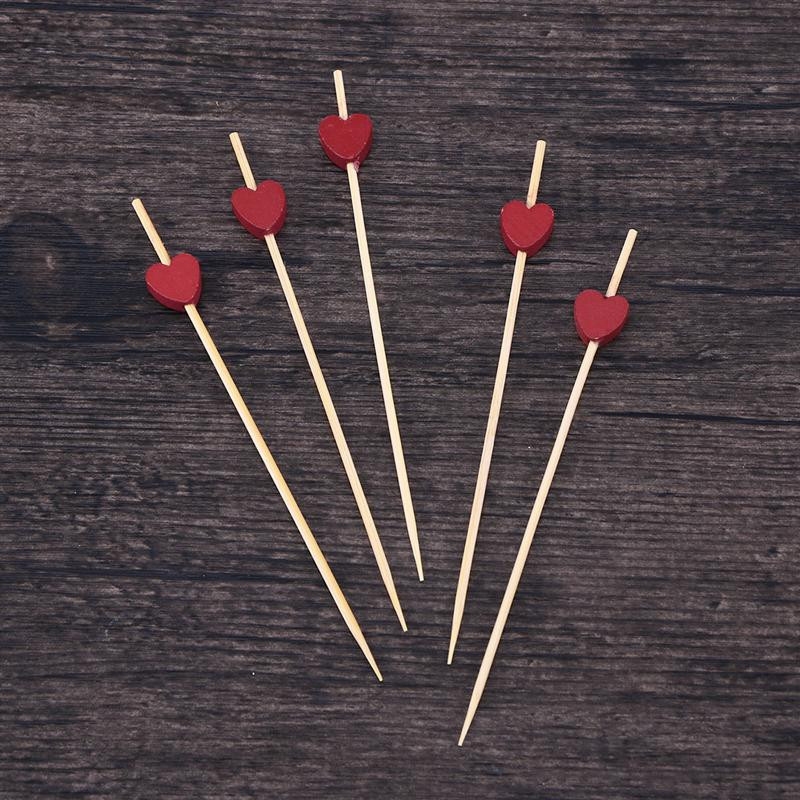 100 τμχ 12 εκ. Κοκτέιλ Επιλογές Δημιουργικές Χειροποίητες Σχήμα Καρδιά Χάντρες Ορεκτικά Οδοντογλυφίδες Φρούτων Προμήθειες Χριστουγεννιάτικου Γάμου