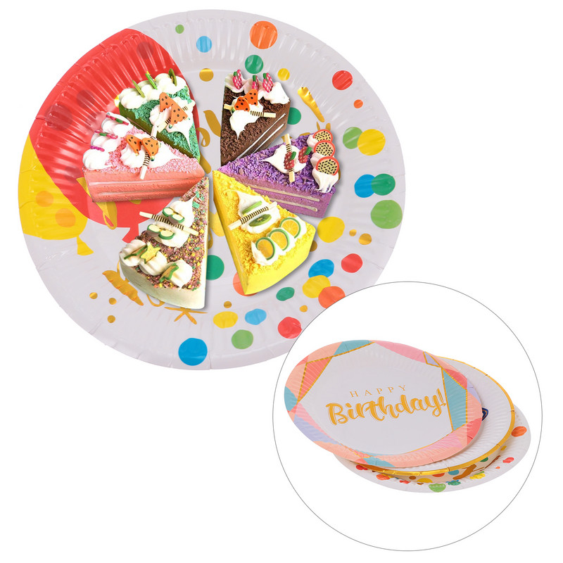 30 бр. Чиния за рожден ден Детски печатни хартиени чинии Парти сватбена торта Човек кръгъл