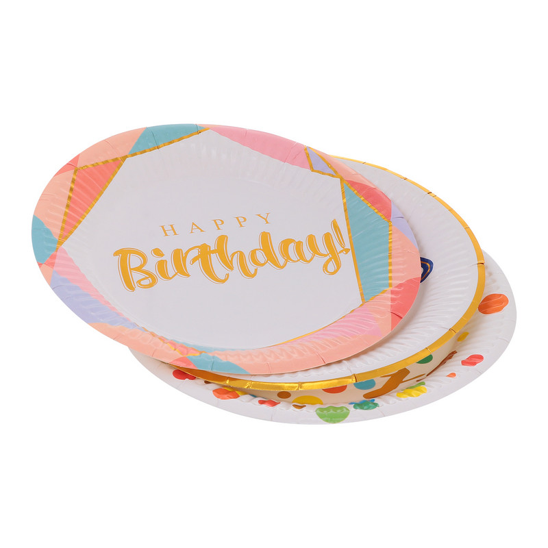 30 бр. Чиния за рожден ден Детски печатни хартиени чинии Парти сватбена торта Човек кръгъл