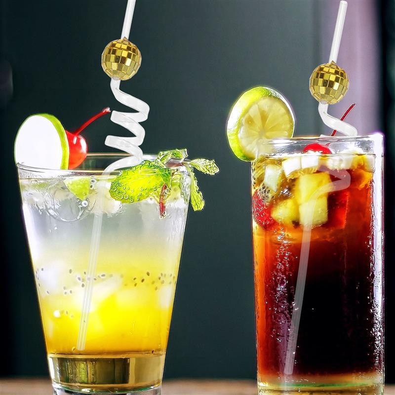 6gab Disko dzeršanas salmiņi Disko salmiņi svētku salmiņi 70. gadu ballīšu dekori Spoguļbumbu salmu diskotēkas ballīte Havaju dekors salmu dekors