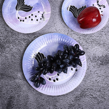 Επιτραπέζια σκεύη μίας χρήσης Γοργόνα Ζεστό χρυσό χαρτί εκτύπωσης Πιάτο κέικ γαμήλιου πάρτι Πιάτο δείπνου για πάρτι γενεθλίων για κορίτσια