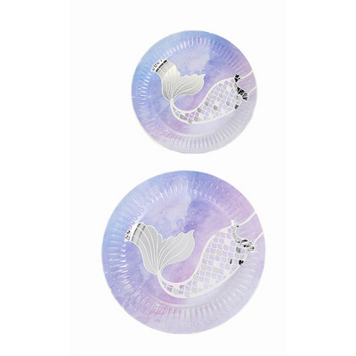 Jednokratno posuđe Mermaid Papirnati tanjur s printom vrućeg zlata Tanjur za tortu za vjenčanje Tanjur za slatku večeru za rođendansku zabavu