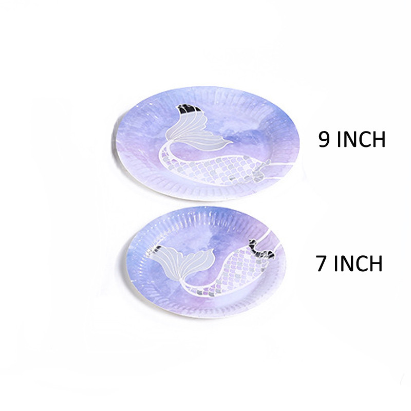 Veselă de unică folosință cu sirenă Farfurie din hârtie cu imprimare cu aur fierbinte Farfurie pentru tort pentru petrecere de nuntă Farfurii pentru cină pentru fete drăguțe