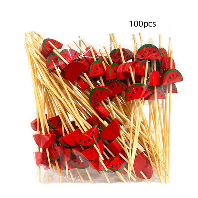 100db 12cm-es eldobható parti étkészlet Gyümölcs desszert rudak bambusz nyárs büfé Cupcakecocktail dekoráció esküvői parti