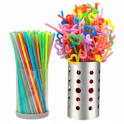100 buc 26 cm paie de băut curbate din plastic de unică folosință colorate, decorațiuni pentru petrecerea de naștere de nuntă, accesorii pentru băuturi pentru bar, Material DIY