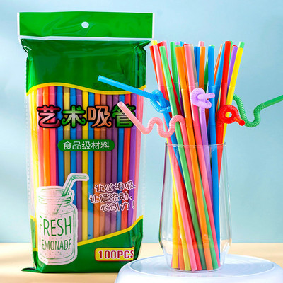 100 db 26 cm Színes eldobható műanyag ívelt szívószálak Esküvői Születésnapi Party Dekoráció Bár Ital Kiegészítők Barkács anyag