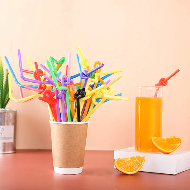 100 db 26 cm Színes eldobható műanyag ívelt szívószálak Esküvői Születésnapi Party Dekoráció Bár Ital Kiegészítők Barkács anyag