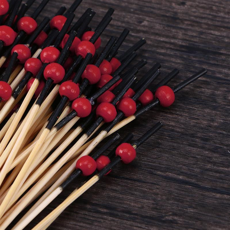 100 vnt. 12 cm kokteilių krapštukai Kūrybiški rankų darbo apvalūs karoliukai Užkandžių krapštukai Vaisiai dantų krapštukai Vestuvių reikmenys