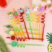 4 τμχ Summer Unicorn Mermaid Flamingo Straws Πλαστικά επαναχρησιμοποιήσιμα καλαμάκια πόσιμου Χαβάης Προμήθειες διακόσμησης για πάρτι με πισίνα τροπική παραλία
