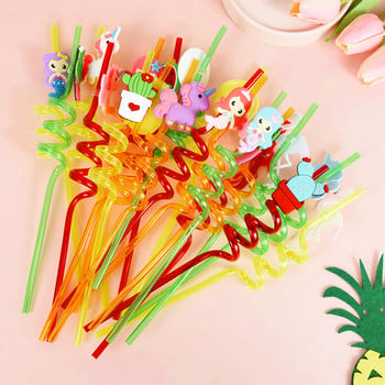 4 τμχ Summer Unicorn Mermaid Flamingo Straws Πλαστικά επαναχρησιμοποιήσιμα καλαμάκια πόσιμου Χαβάης Προμήθειες διακόσμησης για πάρτι με πισίνα τροπική παραλία