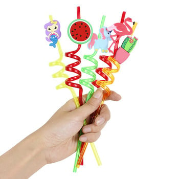 4 τμχ Summer Unicorn Mermaid Flamingo Straws Πλαστικά επαναχρησιμοποιήσιμα καλαμάκια πόσιμου Χαβάης Προμήθειες διακόσμησης για πάρτι με πισίνα τροπική παραλία