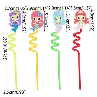 4 τμχ Summer Unicorn Mermaid Flamingo Straws Πλαστικά επαναχρησιμοποιήσιμα καλαμάκια πόσιμου Χαβάης Προμήθειες διακόσμησης για πάρτι με πισίνα τροπική παραλία