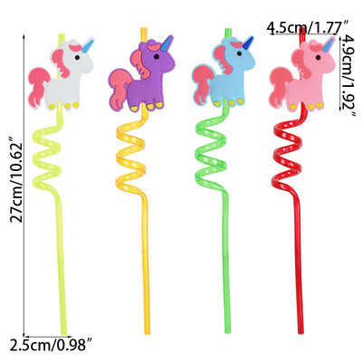 4 τμχ Summer Unicorn Mermaid Flamingo Straws Πλαστικά επαναχρησιμοποιήσιμα καλαμάκια πόσιμου Χαβάης Προμήθειες διακόσμησης για πάρτι με πισίνα τροπική παραλία