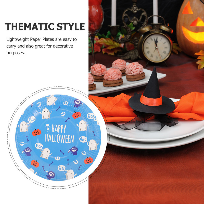 8gab Helovīna šķīvji Vienreizlietojamie šķīvji ballītēm Desertu šķīvji ballīšu piederumi