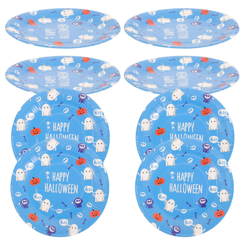 8gab Helovīna šķīvji Vienreizlietojamie šķīvji ballītēm Desertu šķīvji ballīšu piederumi