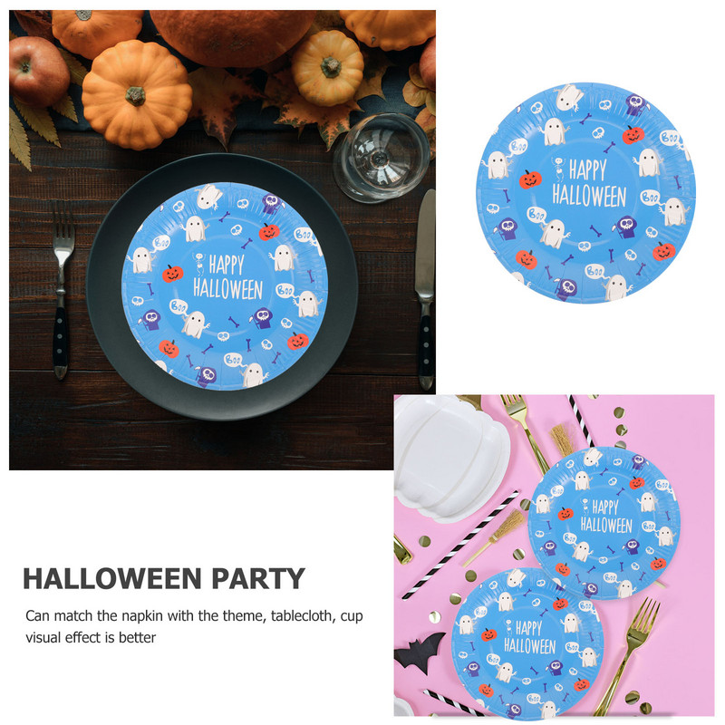 8gab Helovīna šķīvji Vienreizlietojamie šķīvji ballītēm Desertu šķīvji ballīšu piederumi