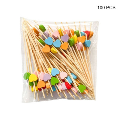 100 vnt Muffin daržovių lazdelės kokteilių dantų krapštukai širdies formos medžio medžiaga