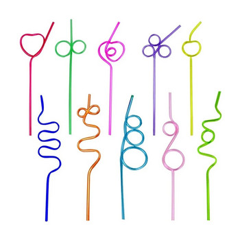 10 τμχ Crazy Curly Straws Μπομπονιέρες για πάρτι μιας χρήσης Σωληνάριο ποτού Πολύχρωμα στριφτά καλαμάκια για Παιδικά Καλαμάκια Carnival Bar Restaurant