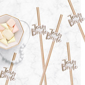 10db Bride To Be Rose Gold Straw Team Bride esküvői ivós lánybúcsú dekoráció