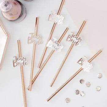 10 бр Bride To Be Rose Gold Straw Team Bride Wedding Drinking Hen Party Decorat