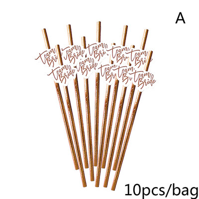 10db Bride To Be Rose Gold Straw Team Bride esküvői ivós lánybúcsú dekoráció