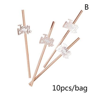 10db Bride To Be Rose Gold Straw Team Bride esküvői ivós lánybúcsú dekoráció