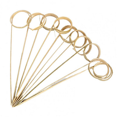 100 gab vienreizējās lietošanas bambusa nūjiņas koka apaļas cilpas kaklasaite mezgloti ar savītiem galiem Bambusa iesmi Augļu kokteiļu cērtes lietošanai mājās