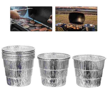 12 τμχ Δίσκος Mini Buckets BBQ Liners Oil Barrel Επαγγελματικό φύλλο αλουμινίου μίας χρήσης Ανταλλακτική επένδυση πέλλετ