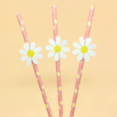 20gab Vienreizlietojami papīra salmiņi ar margrietiņu ziedu ballītes dzeramajiem salmiņiem dzimšanas dienas bērnu dušas dekors kāzu ballītes izejmateriāls