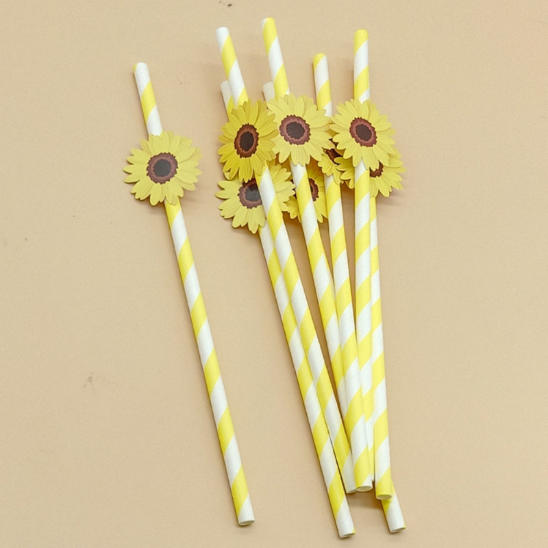 20gab Vienreizlietojami papīra salmiņi ar margrietiņu ziedu ballītes dzeramajiem salmiņiem dzimšanas dienas bērnu dušas dekors kāzu ballītes izejmateriāls