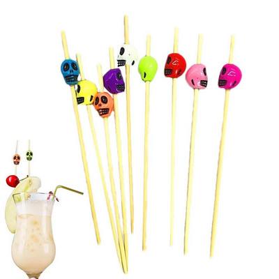 Kokteilių krapštukai Kaukolė Kokteilis Maistas Vaisių lazdelė Dekoratyvinis maistas Vaisių Dantų krapštukai Vakarėliams Nešiojami tortų krapštukai Baro tapas