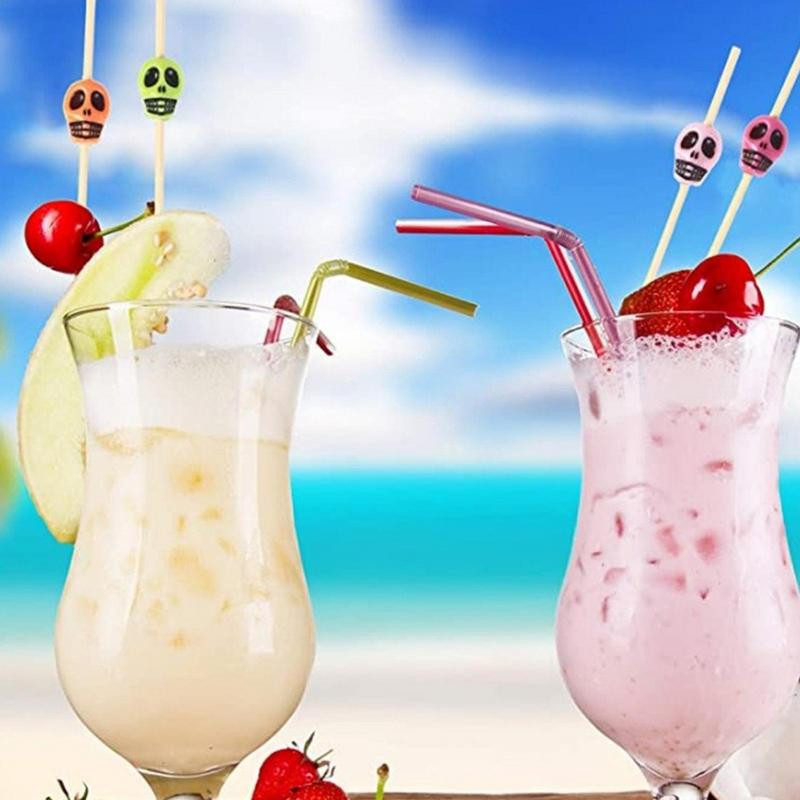 Kokteilių krapštukai Kaukolė Kokteilis Maistas Vaisių lazdelė Dekoratyvinis maistas Vaisių Dantų krapštukai Vakarėliams Nešiojami tortų krapštukai Baro tapas