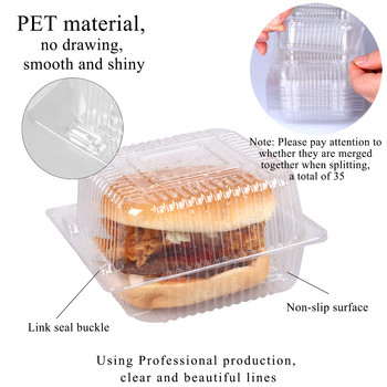 35 бр. Пластмасови контейнери за храна на панти 5x5 инча с мида за изваждане