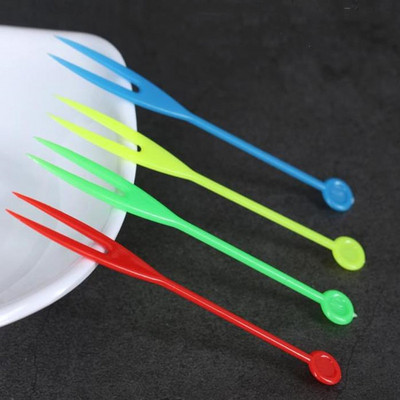 Virtuves bārs Vienreizlietojamie virtuves piederumi Galda piederumi Dakšas Bezkrāsaina Caurspīdīga plastmasa OK Augļu dakšu adata 700gab / partija