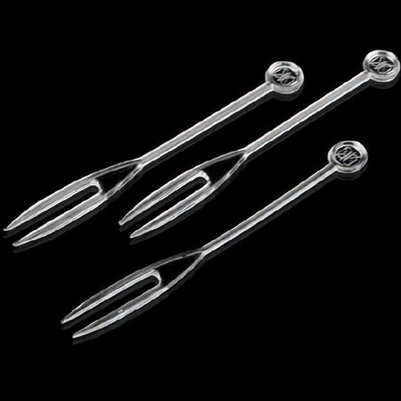 Virtuves bārs Vienreizlietojamie virtuves piederumi Galda piederumi Dakšas Bezkrāsaina Caurspīdīga plastmasa OK Augļu dakšu adata 700gab / partija