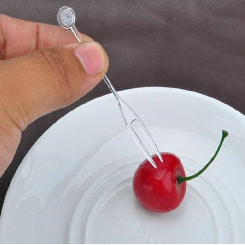 Virtuves bārs Vienreizlietojamie virtuves piederumi Galda piederumi Dakšas Bezkrāsaina Caurspīdīga plastmasa OK Augļu dakšu adata 700gab / partija