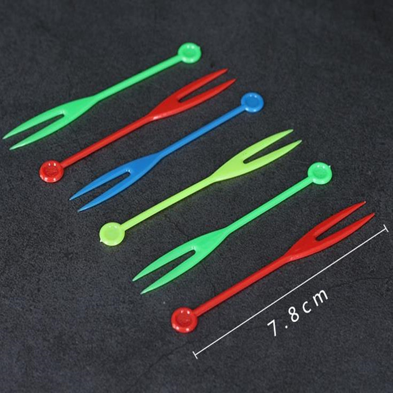 Virtuves bārs Vienreizlietojamie virtuves piederumi Galda piederumi Dakšas Bezkrāsaina Caurspīdīga plastmasa OK Augļu dakšu adata 700gab / partija