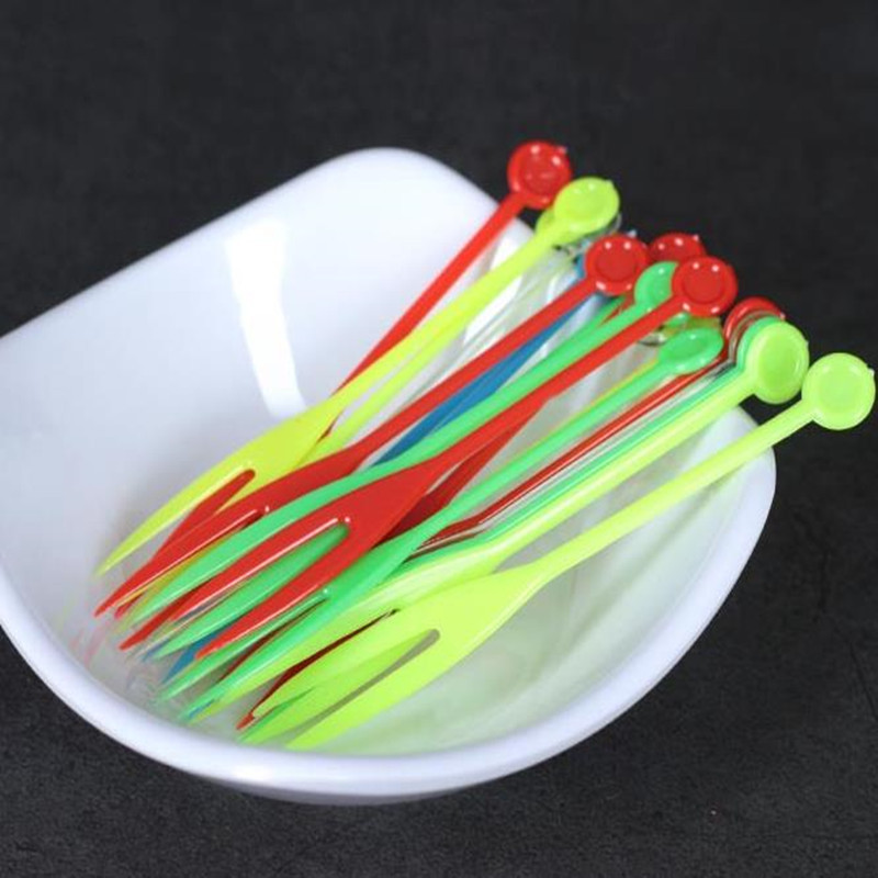 Virtuves bārs Vienreizlietojamie virtuves piederumi Galda piederumi Dakšas Bezkrāsaina Caurspīdīga plastmasa OK Augļu dakšu adata 700gab / partija