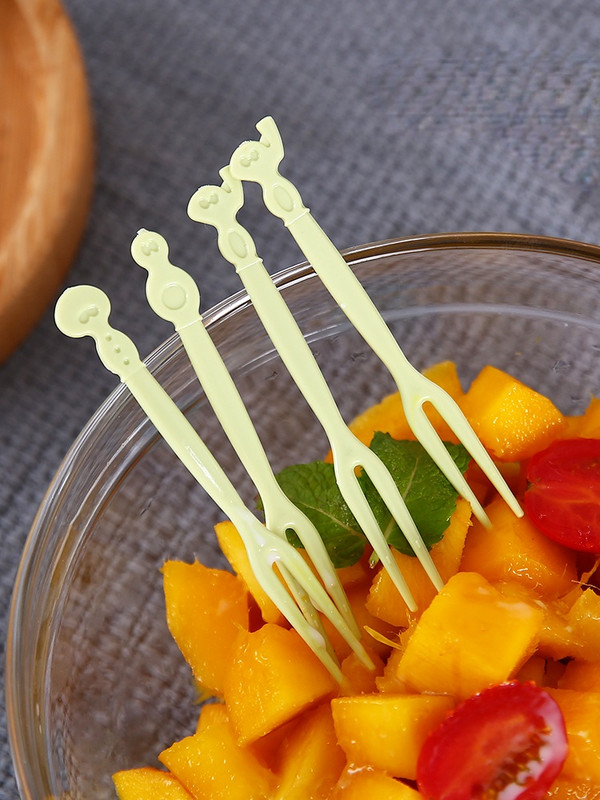 Furculiță de unică folosință pentru fructe Mănâncă fructe Furculiță mică Inserție din plastic pentru produse pentru fructe Ambalat individual pentru prăjituri Furculiță pentru desert